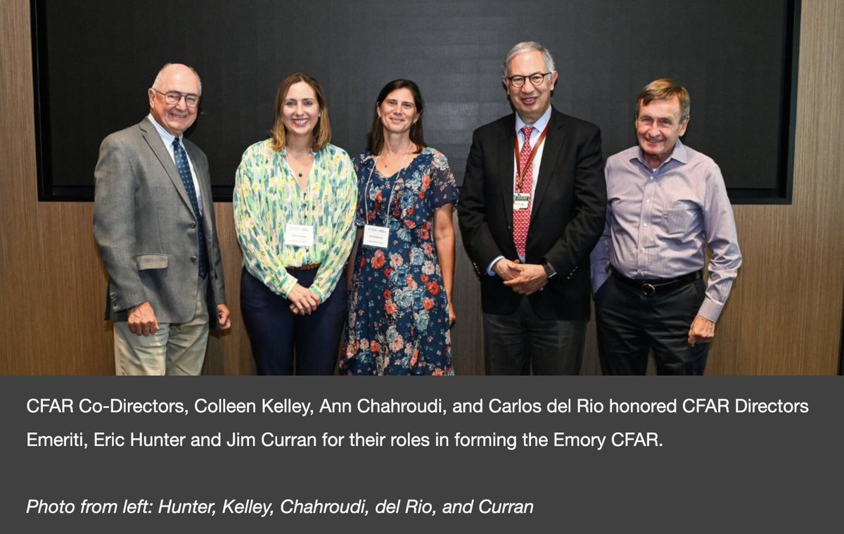 Congrats to @EmoryCFAR on 25 years of astounding progress in HIV/AIDS research! Also to GRA Scholar Eric Hunter, a former director. See the center’s impressive timeline of research: bit.ly/49Yyzxr @CarlosdelRio7
