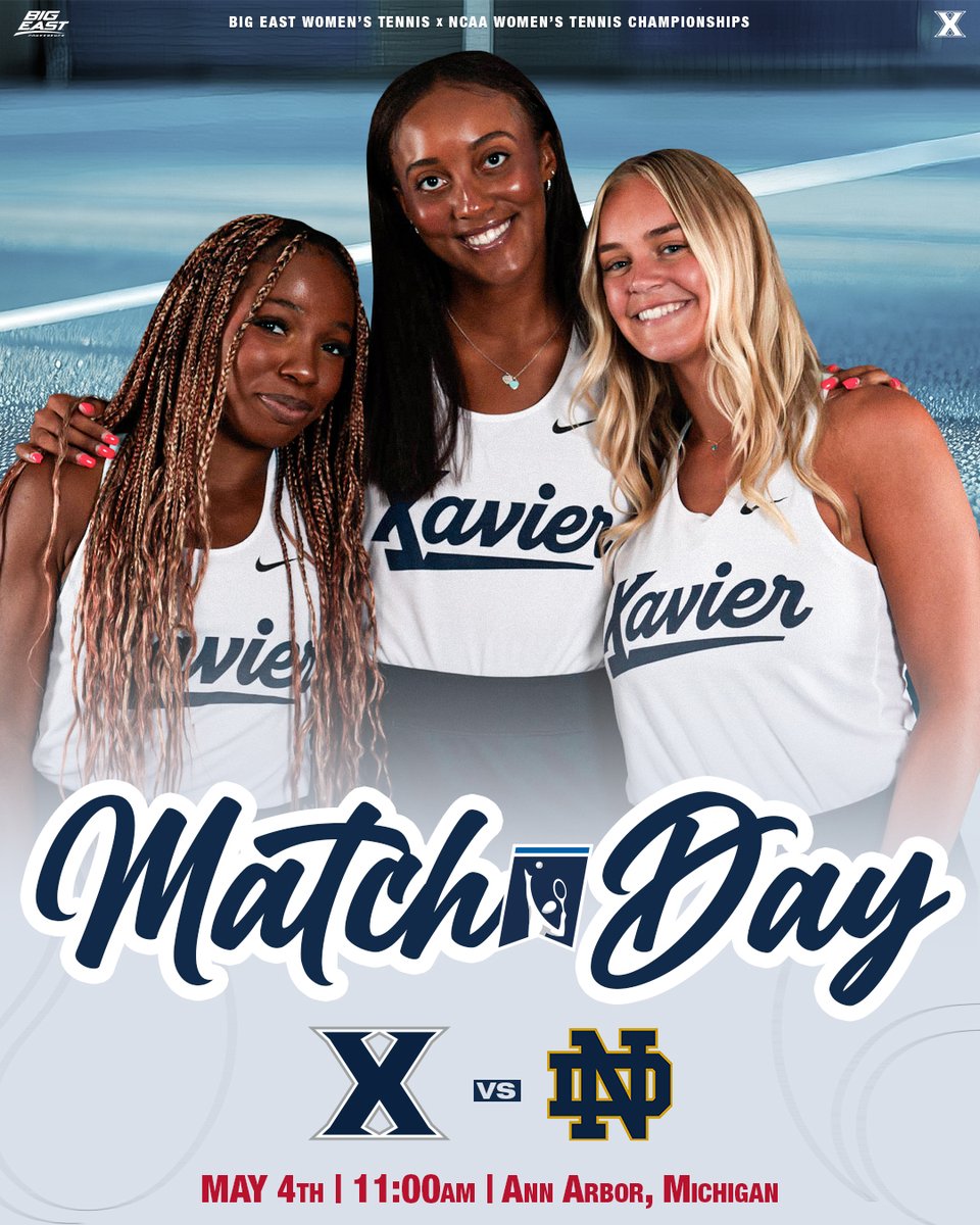 IT'S MATCH DAY! 

@XavierWTEN takes on Notre Dame in the 1st round of the NCAA Tournament!

#LetsGoX⚔️