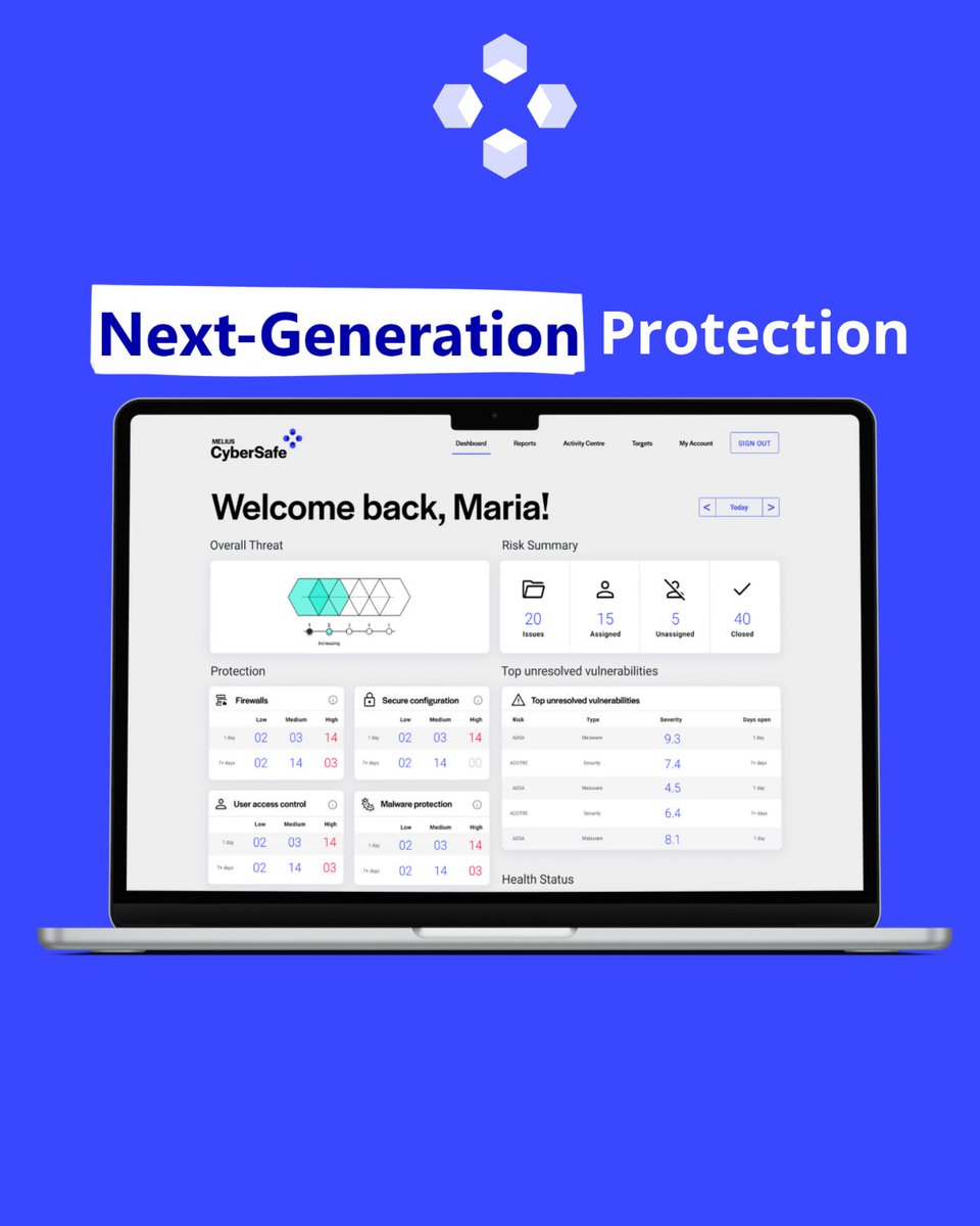 Proactively monitor your cyber security status each day with cutting edge, affordable software: Melius CyberSafe.

Keep your business secure - book a chat with us now: eu1.hubs.ly/H08Wvgc0

#cybersecurity #software #saas #security