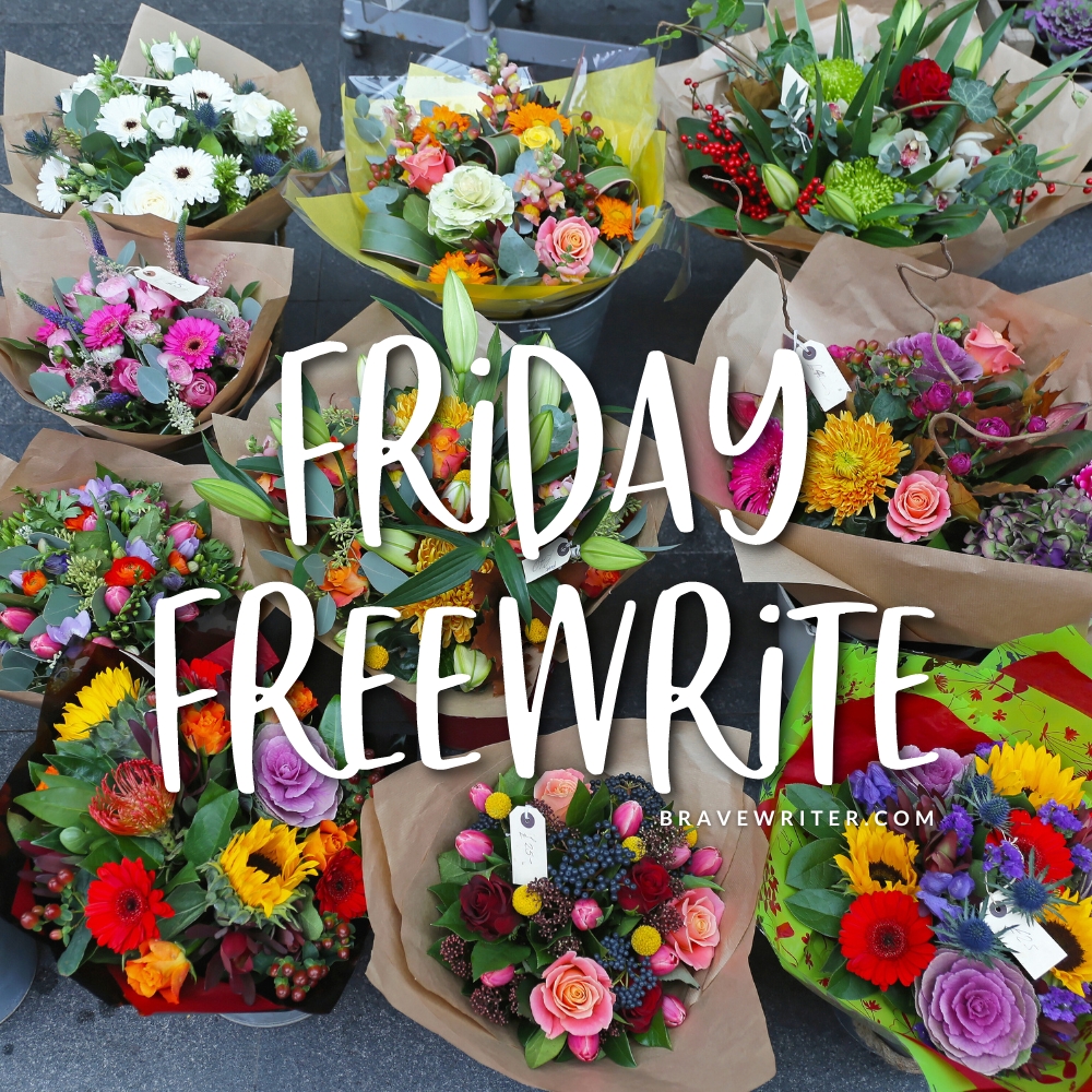 Friday Freewrite! At the flower shop, while colorful bouquets sit waiting to be purchased, they talk to each other. Write their conversation. #bravewriter #homeschool #writingprompt