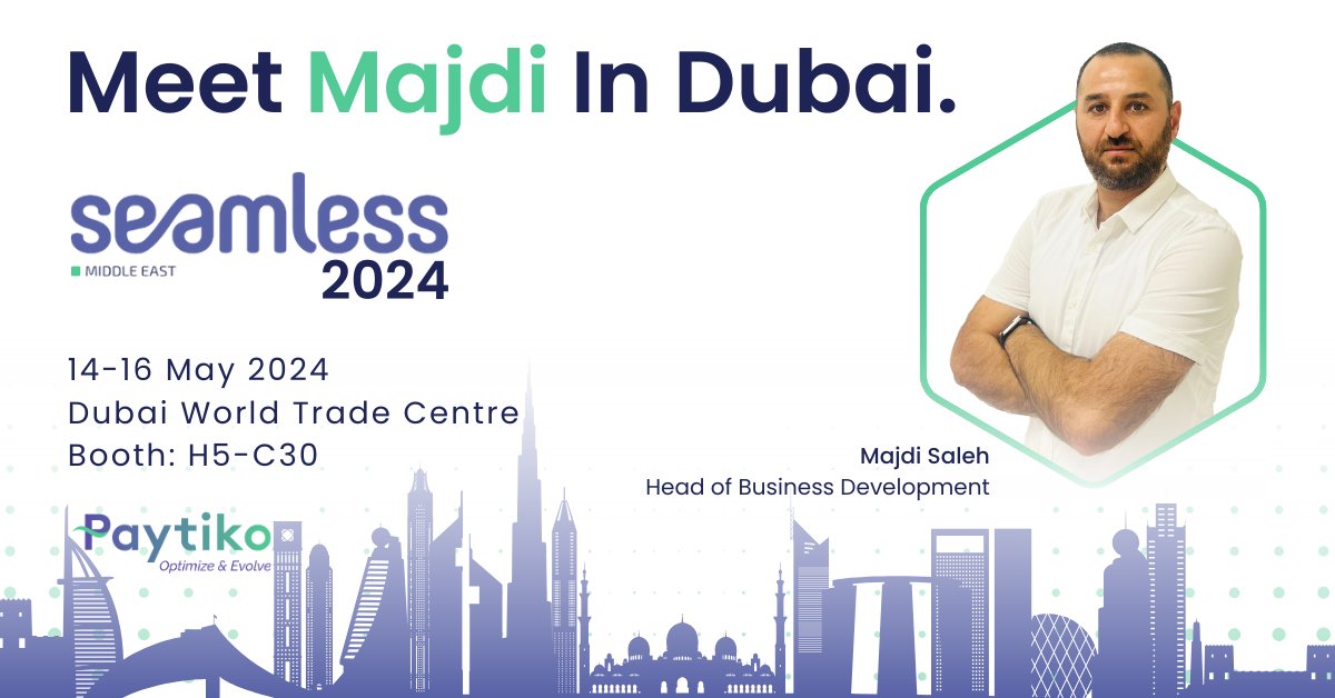 Majdi, our Head of Business Development is attending the upcoming Seamless Middle East 2024 Expo!

Meet him there to learn more about Paytiko or check out our website at 👉 LINK IN BIO 

#expo #seamless2024 #seamlessmiddleeast2024 #businessdevelopment #dubai #payments #paytiko