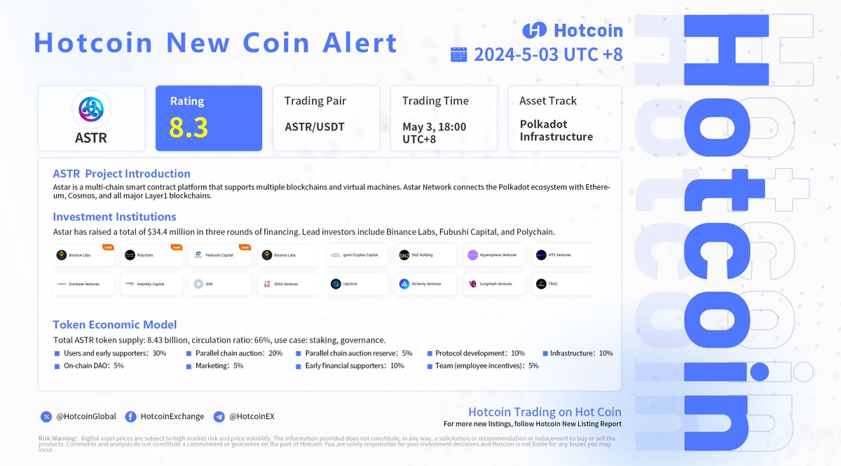 Here is more information about @AstarNetwork ($ASTR) the latest coin to be listed on #Hotcoin