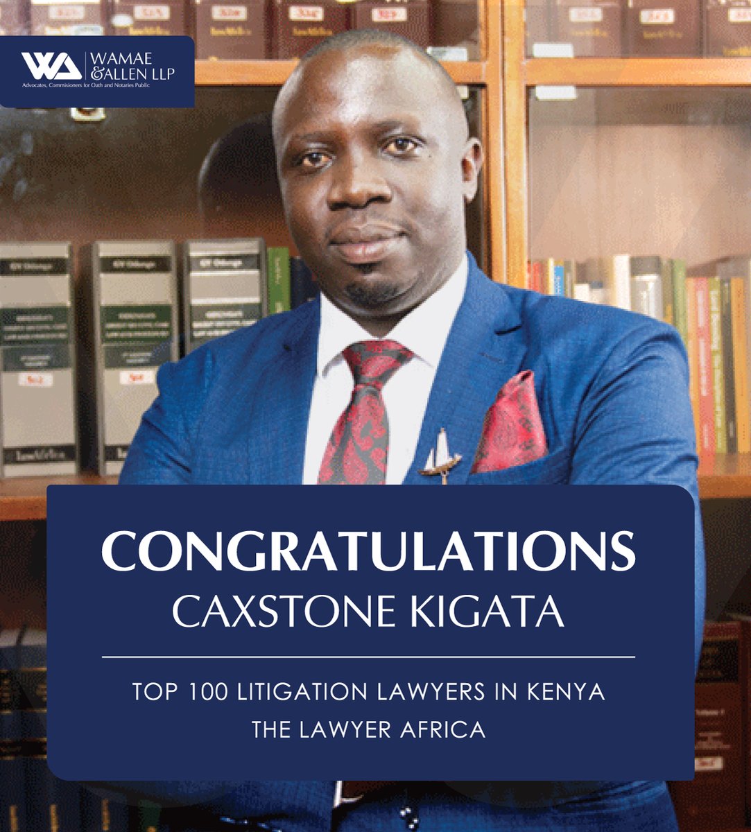 Congratulations to our Partner Caxstone Kigata for his well-deserved recognition in the Top 100 Litigation Lawyers in Kenya 2024 by The Lawyer Africa! 

#LitigationExcellence #onwardandupward
