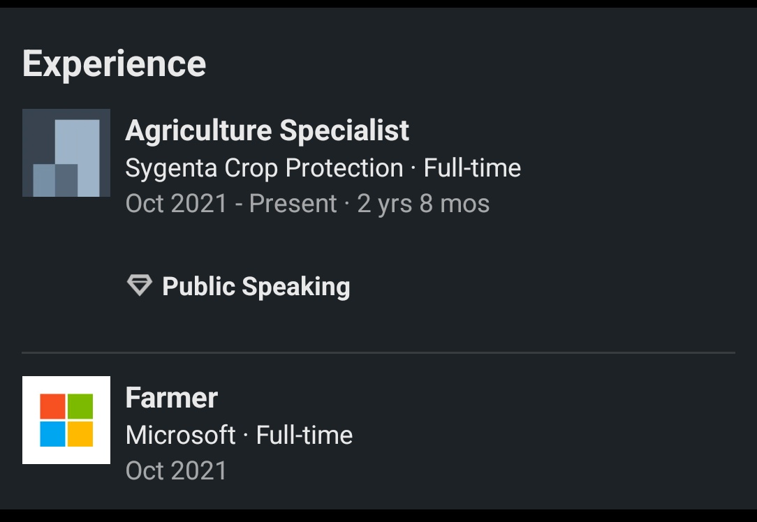 Bro is a farmer at Microsoft.