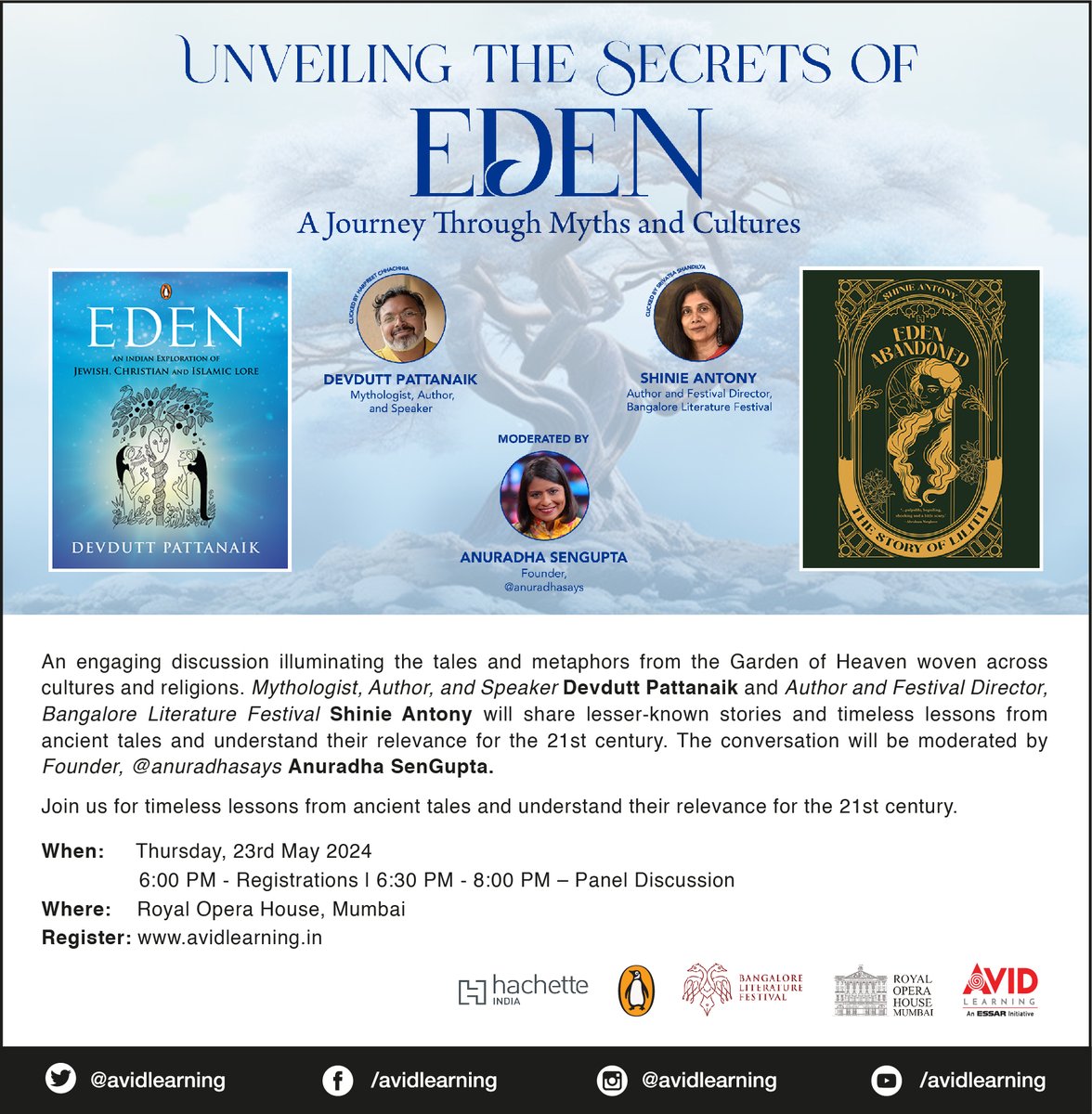 A little bit of Eden in Mumbai. @devduttmyth @anuradhasays @AvidLearning @BlrLitFest @HachetteIndia @PenguinIndia @abhivyakti14 Register at: avidlearning.in/event-details/…