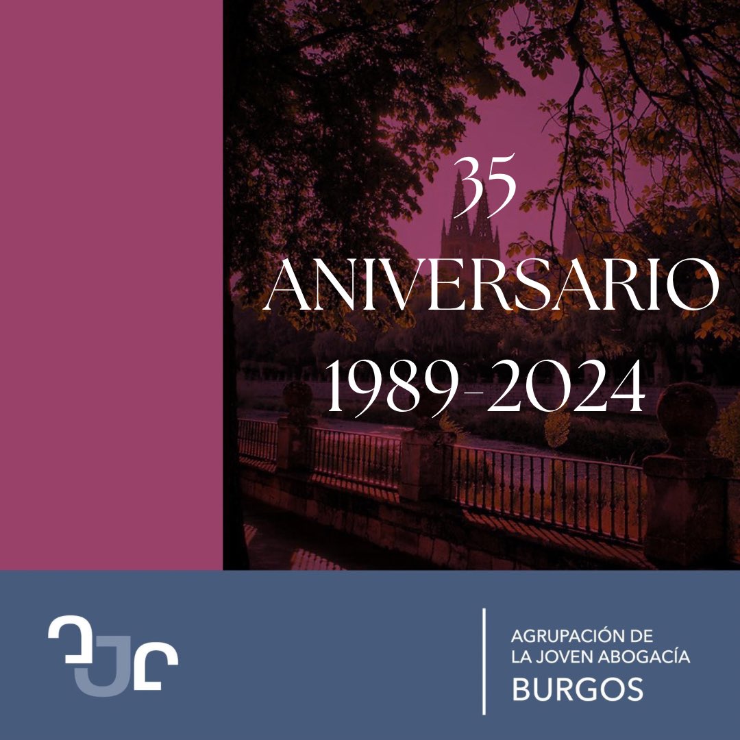 🎉 Celebración 35 aniversario AJA Burgos.

📅 17 de mayo de 2024.

.-13:30 Acto de homenaje en la biblioteca del Ilustre Colegio de Abogados de Burgos.

.-14:30 Vermú Jurídico Edición 35 Aniversario en el Pub Quo.

✉️Inscripción hasta el 15 de mayo: ajaburgos@gmail.com