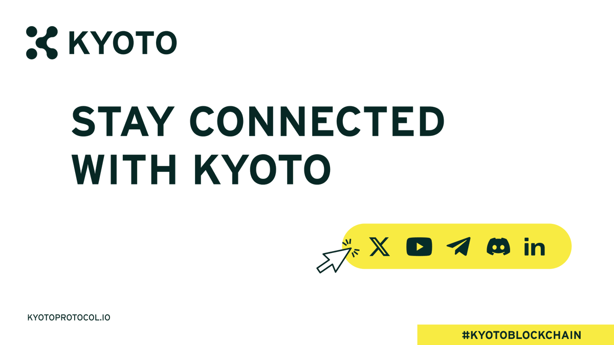 Are you part of the $KYOTO #ReFi revolution? 🌱 Join the Kyoto community & stay updated on the #KyotoBlockchain mainnet launch! 🔗 Latest #KyotoBlockchain updates 💻 Ecosystem integrations & announcements 🎁 Community events & giveaways discord.gg/kyotofdn