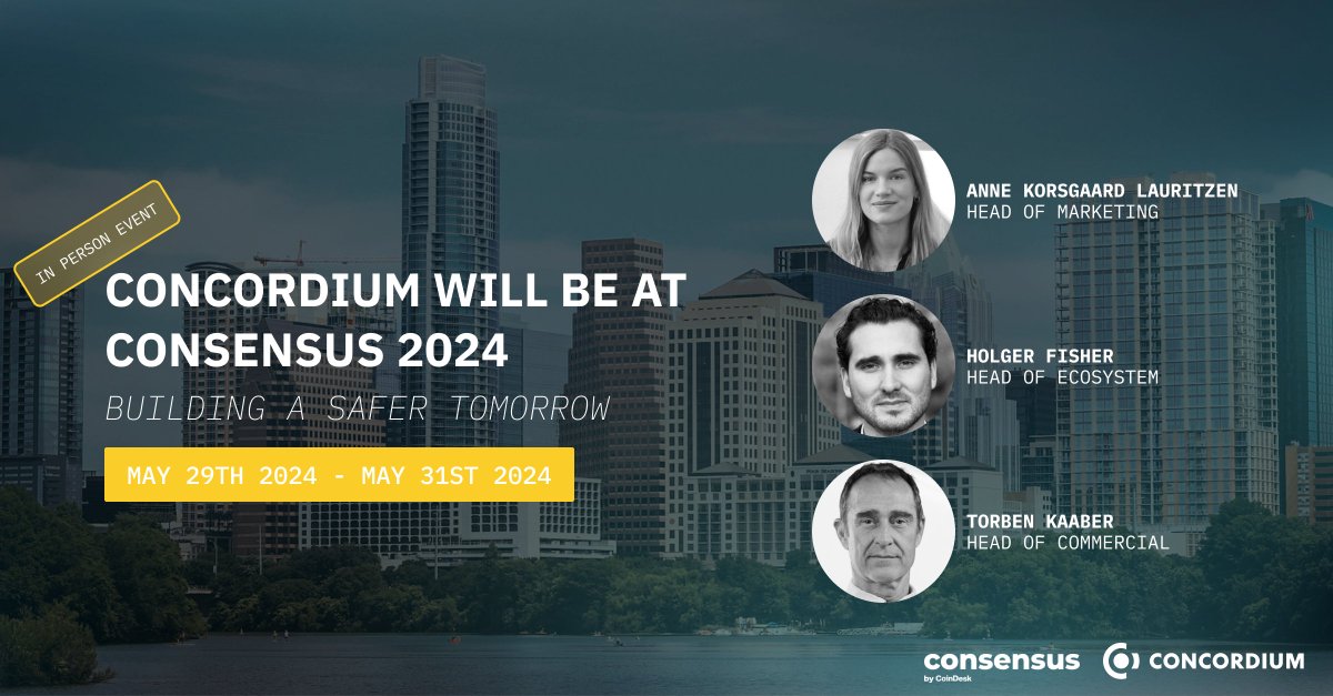 🌟 Meet Concordium at @consensus2024 by @CoinDesk 🌟 Meet @anne_kors @hchfischer @tkaaber at the event! We're excited to engage with thought leaders and contribute to pivotal discussions that shape the digital economy! 💡 Stay Tuned for live updates, insights, and key…
