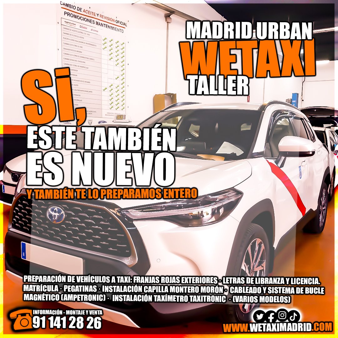 En WETAXI Tenemos un taxi nuevo en la familia!
#Toyota #corolla #cross 

Si tienes que renovar... Infórmate con nosotros.

#taxi #taxi2024 #taximadrid #wetaxi #cursocartilla #taxidriver #conductor #Madrid