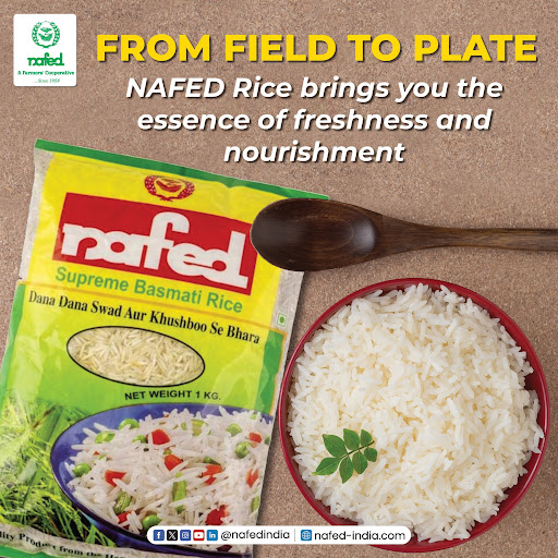 Experience the freshness of NAFED Rice! Make your meals better with our top-quality grains, packed with nourishment.

#NAFED #NAFEDIndia #NafedQuality #basmatirice #rice #healthyeating #nafedrice