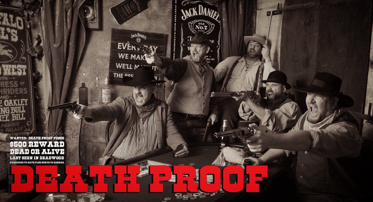 The only known photograph of the infamous Death Proof Posse.  Wanted dead or alive.  Preferably dead.  $500 reward.
Last seen in Deadwood SD.  Rumoured to have fled North into Canada.  Approach with caution.  

#quickkick #deathproof #deadwood #posse #electronicmusic #postpunk