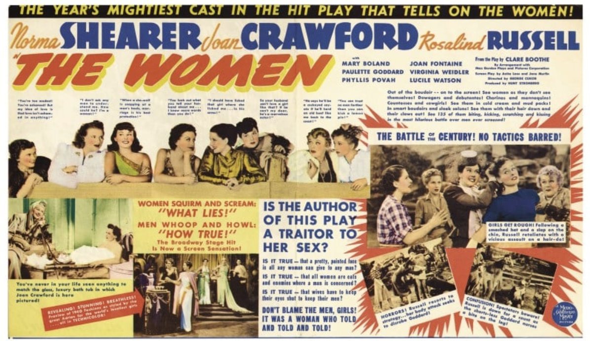This 1939 theater brochure for #TheWomen was one inspiration for the working title of my #nextbook, Hair Down, Claws Out: George Cukor and the Making of THE WOMEN: 'See them in cold cream and mud packs! See them with their hair down and their claws out!' #TCMParty🤩💅