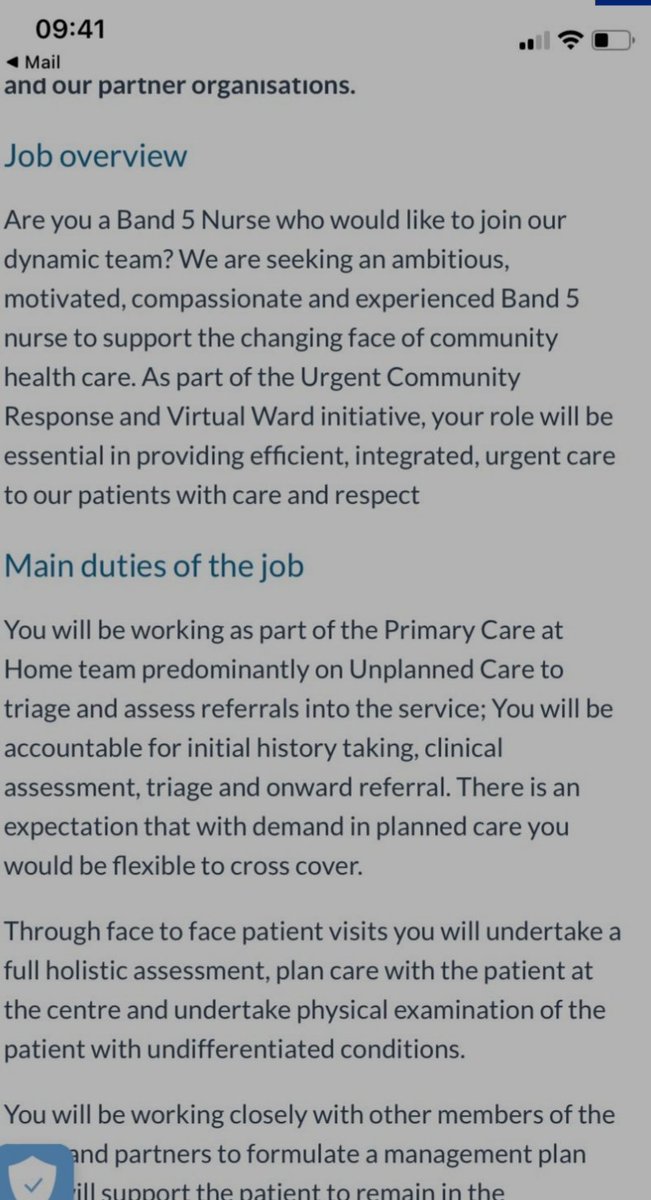 Reason #nursing isn't valued #17532 A community role advanced practice required. Band 5 apparently suitable for the newly qualified #valuenursing