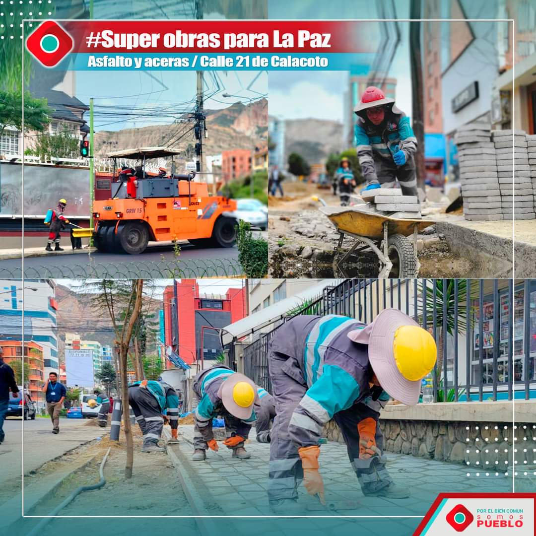 #DeLaTormentaAlaEsperanza | Se reconstruye el asfalto y las aceras de la calle 21 de #Calacoto llegando hasta la avenida Costanera.

#AlianzaPBCSP
#PorElBienComun
#LaPaz