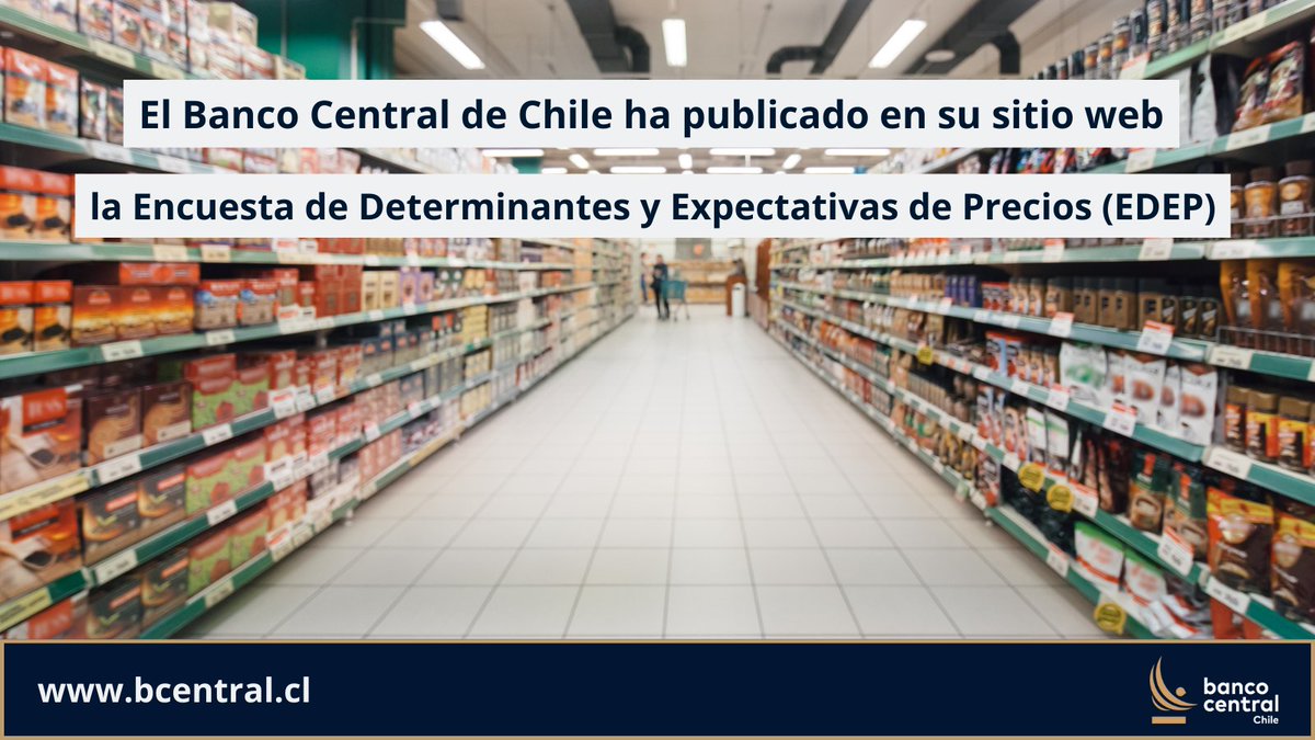 🔵El Banco Central de Chile publicó los resultados de la Encuesta mensual de Determinantes y Expectativas de Precios (EDEP) correspondiente al trimestre móvil enero‐febrero‐marzo 💻Revisa los resultados en: bit.ly/3Ut5FA0