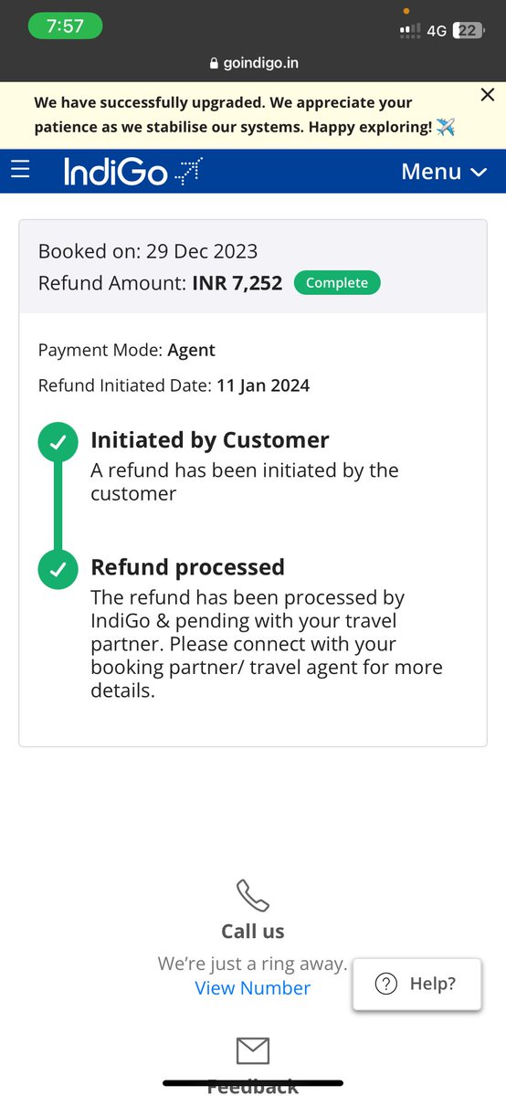 On the Date of 29 dec 2023 I booked a tick from Chennai to patna but due to some reason the ticket canceled it and amount refund by Indigo but AXIS BANK AND IXIGO not refunding it. 100 calls mail sent by me.@AxisBank @AxisBankSupport @ixigo @CyberCrimePbInd