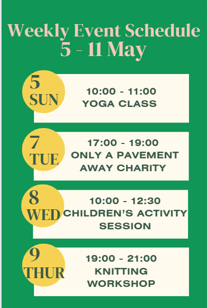 Upcoming Events at Firs Farm Community Hub! Hope to see you there.   

#CommunityBuilding #Events #Fitness #ChildrenActivity #CharityEvents #ArtsAndCrafts