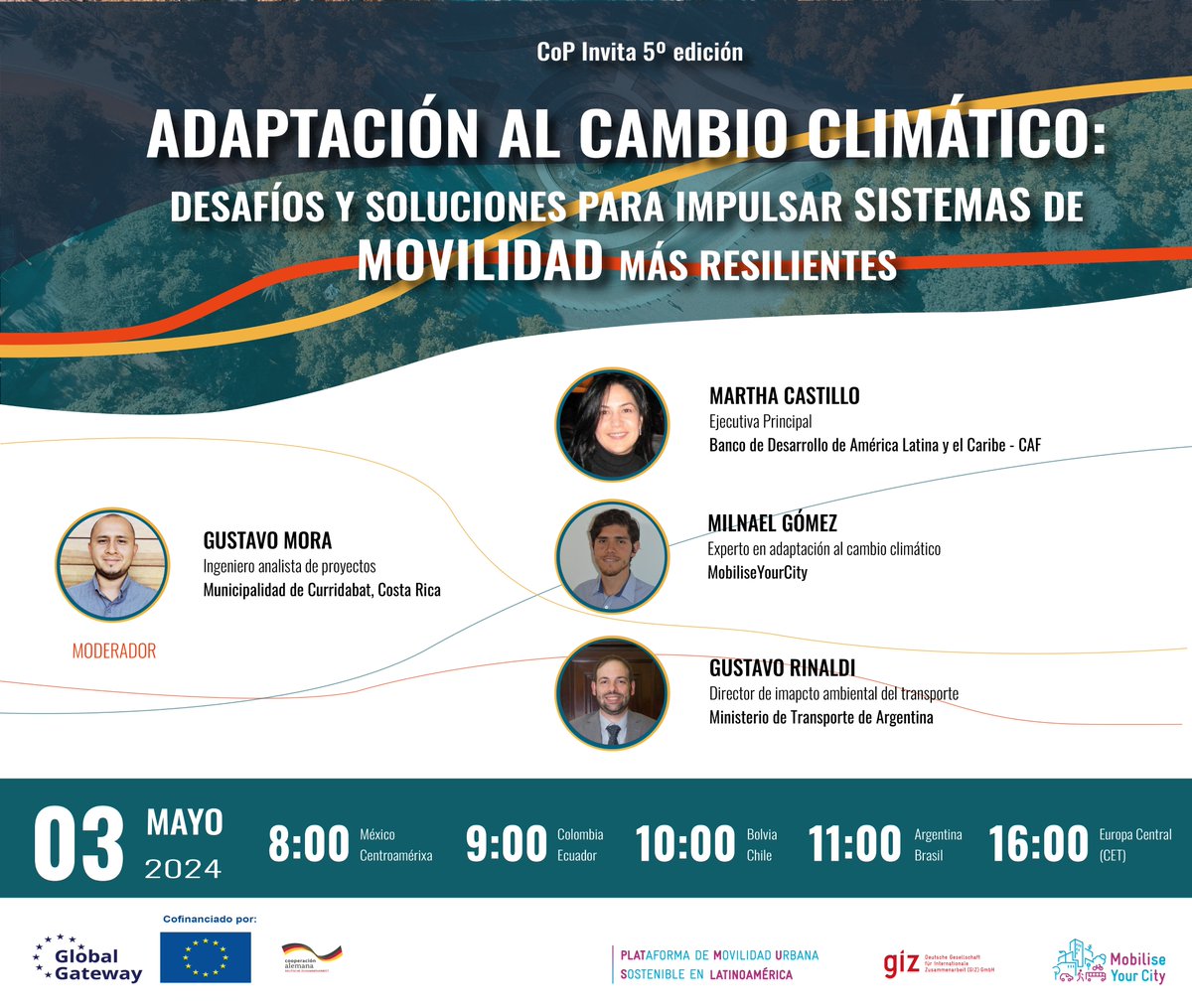 Hoy a las 16:00 CET: Sesión de la Comunidad de Práctica sobre Adaptación al Cambio Climático en la Movilidad Urbana en América Latina y el Caribe. Un evento, organizado en colaboracion con Euroclima. Estén preparados para las reflexiones que surgirán posteriormente a este evento