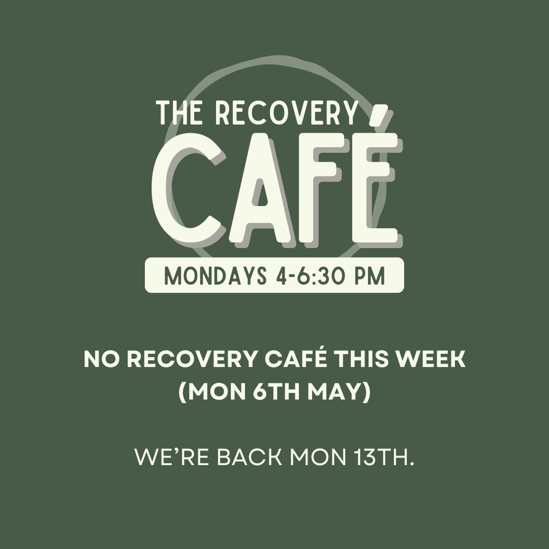 🚫 Heads up! Recovery Café will be closed this Monday, May 6th. We’re taking a short break but will be back next week, ready to welcome you again. Thanks for your understanding, and see you soon! #RecoveryCafe #SeeYouNextWeek