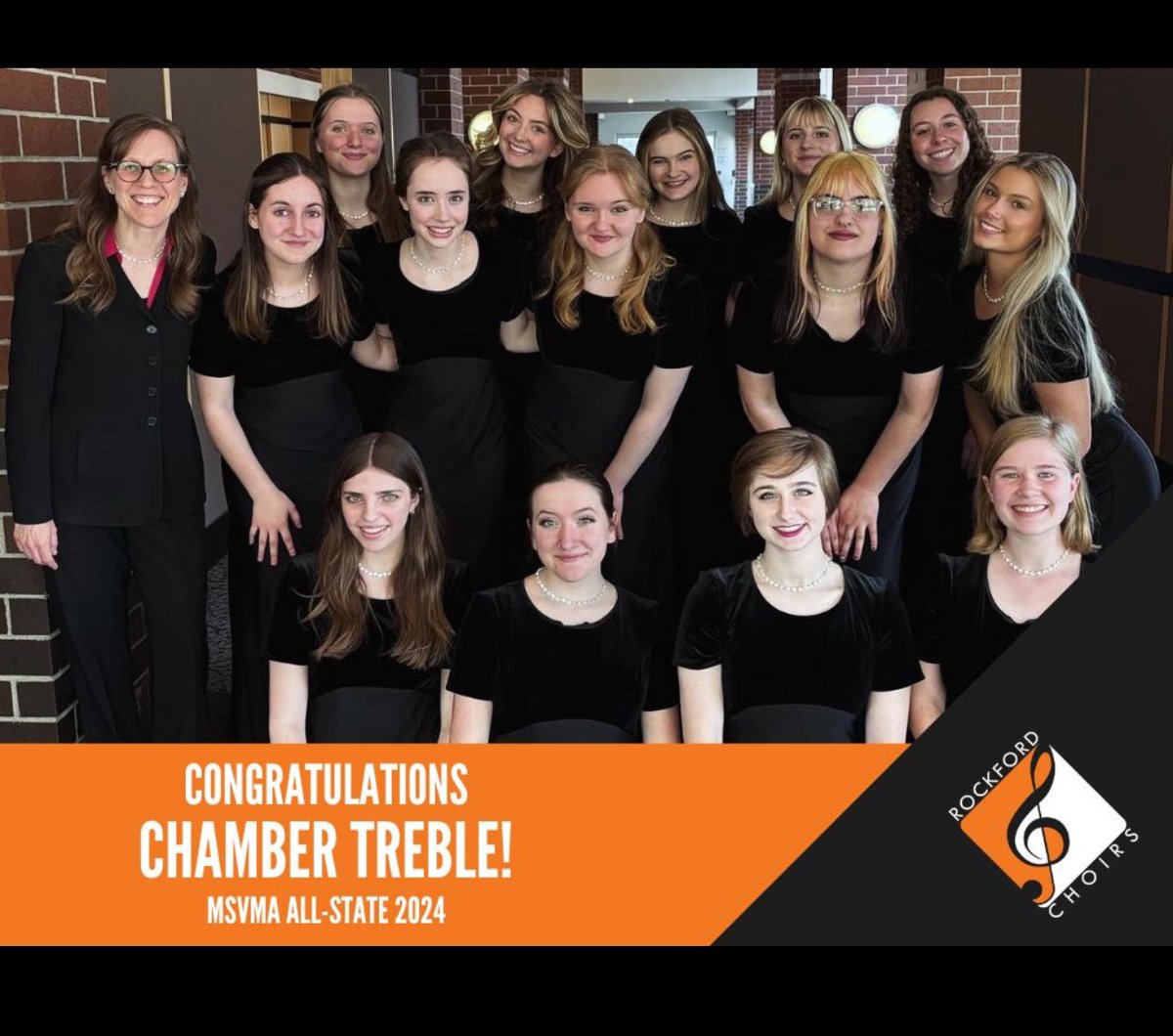 Congratulations to Rockford High School Chamber Treble for being selected to perform at the Michigan School Vocal Music Association All-State Recital! The top thirteen ensembles in the state of Michigan were selected by a blind listening panel for this distinction. #RamPride