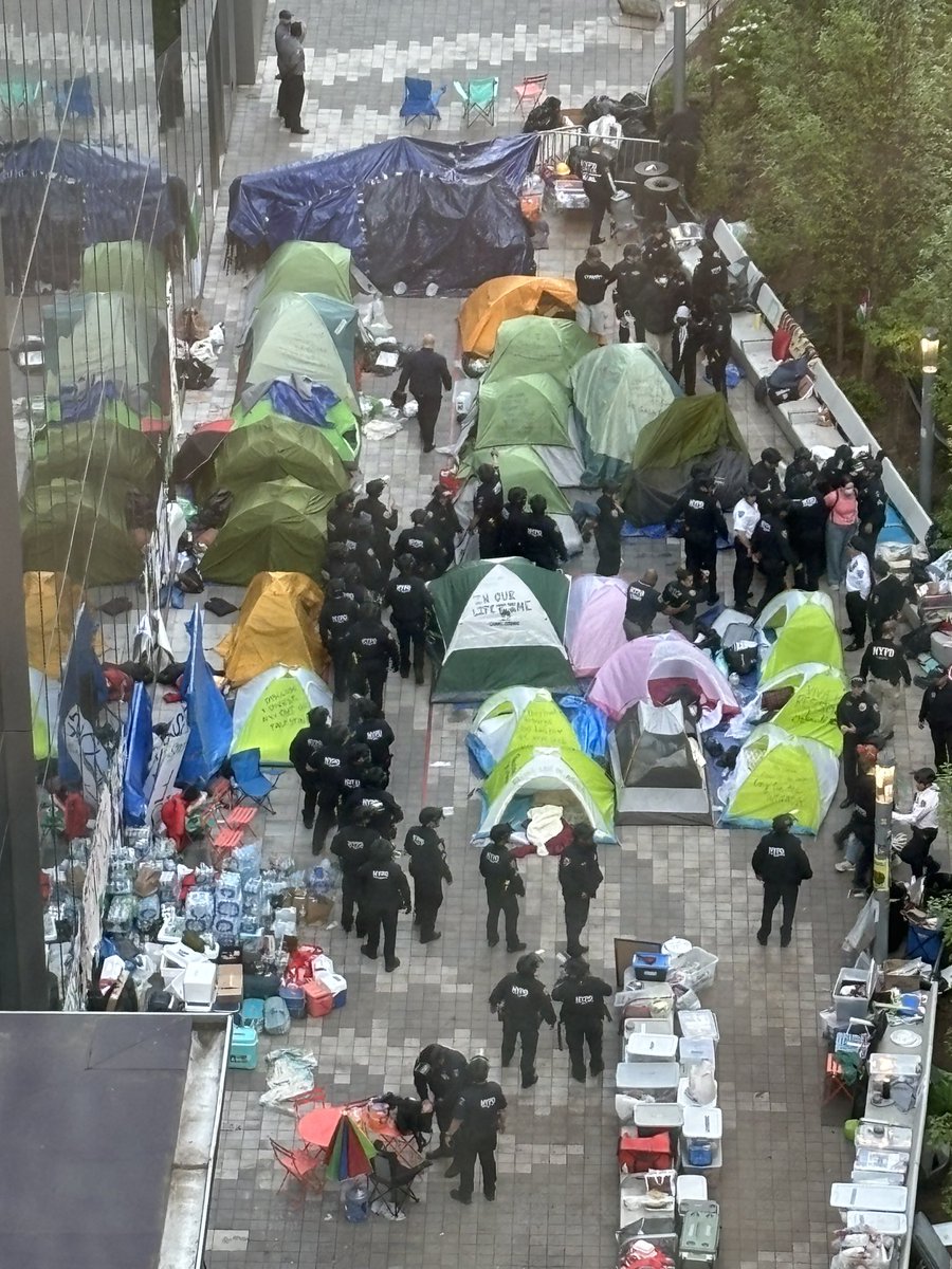 Woke up to the sad sight of NYPD arresting the residents of NYU’s peaceful encampment (that has been a very good and welcome neighbor)