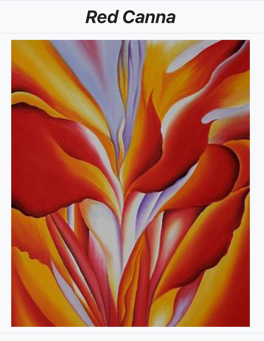 May I present the personification of the O’Keeffe’s red canna by @DanielleBisutti? Im sure even Georgia would be more than willing to go on the record to amend her public rejection regarding the perceived nature of her works. The cathartic exultation is the stuff of magic, G!