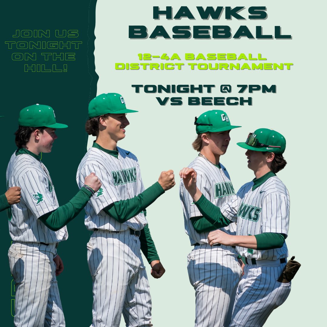 Looking for the weather to play nice, but as of now, we’ll see you on the hill tonight at 7pm as Green Hill takes on Beech in the 12-4A District Tournament!