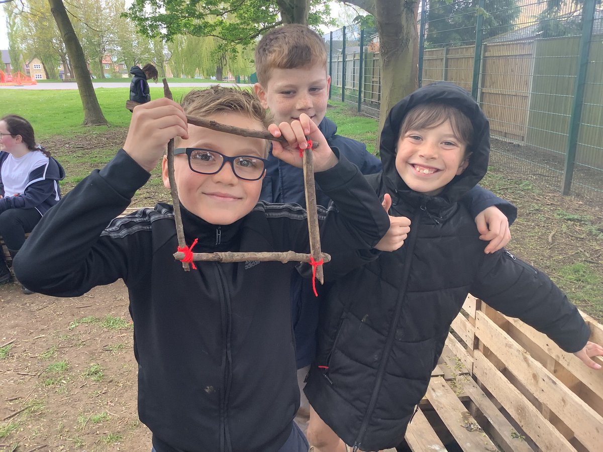 Elm Class had a great time during Forest School this week. They made frames from sticks. #forestschool #article29