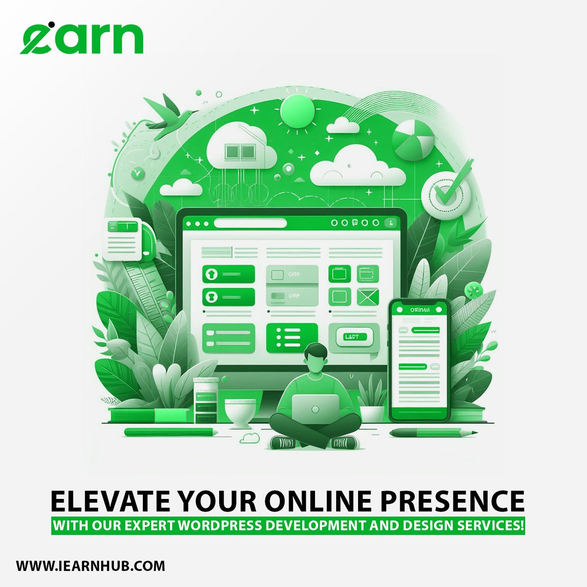 iearnhub's tweet image. Elevate your online presence with our expert WordPress development and design services! From custom themes to responsive layouts, our freelancers will bring your vision to life. Boost your website&apos;s impact today! #WordPressMastery #FreelanceExperts #iearnHub