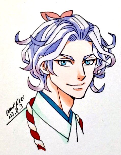 「blue eyes white kimono」 illustration images(Latest)