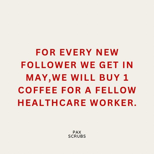 <a href="/CostaCoffee/">Costa Coffee</a> for every new follower we get on Instagram we are giving away 1 Costa coffee to a healthcare worker!! Help us spread the caffeinated love and give @paxscrubs a follow on Instagram. #MedTwitter #coffee

instagram.com/paxscrubs?igsh…