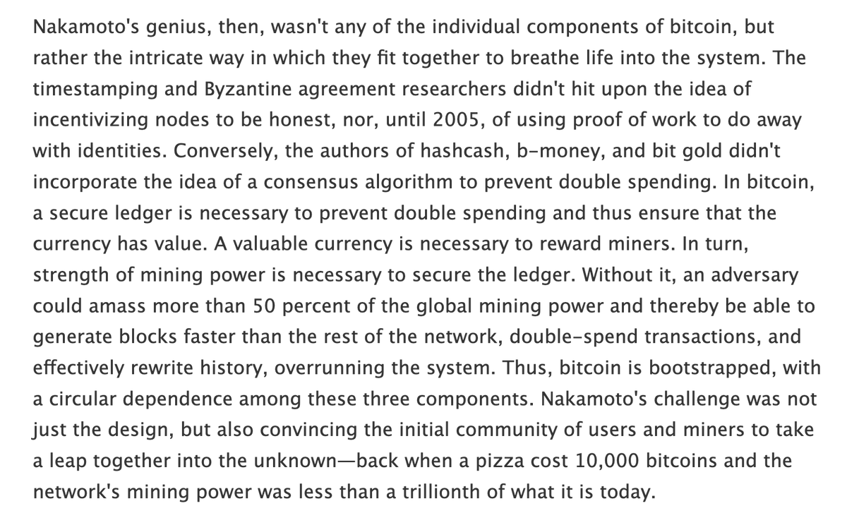 "Nakamoto's Genius wasn't any one thing" by <a href="/random_walker/">Arvind Narayanan</a> and <a href="/PulpSpy/">Jeremy Clark</a> 
 
queue.acm.org/detail.cfm?id=…