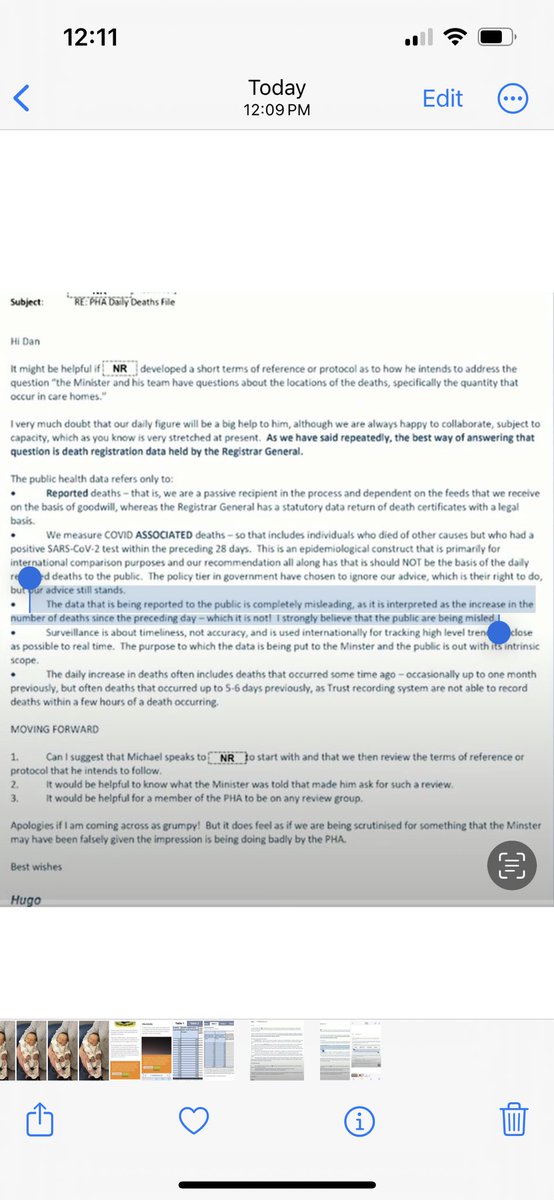 “The data that is being reported to the public is completely misleading as it is interpreted as the increase in the number of deaths since the preceding day - which it is not! I strongly believe that the public are being misled.” Professor Hugo Van Woerden,