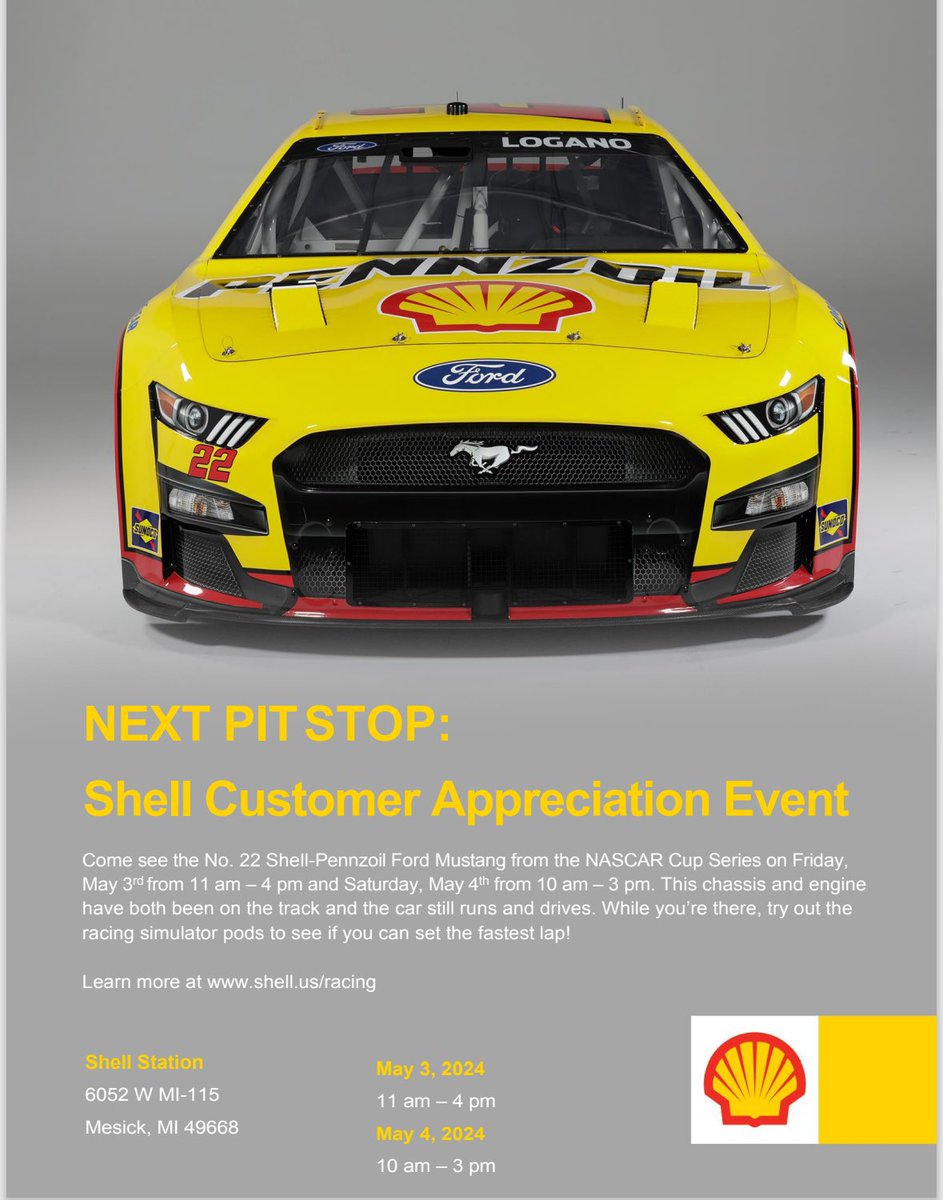 See the 22 Shell Pennzoil Showcar today and tomorrow