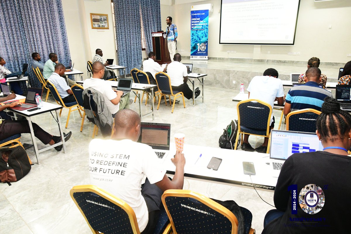 Genome sequencing workshop day 5: Francis @dzabeng explores data integrity, ethical compliance, and the critical role of data governance and management policies. He featured data management tools for consistency, and how to ensure top-notch data quality for analysis. #WACCBIPis10