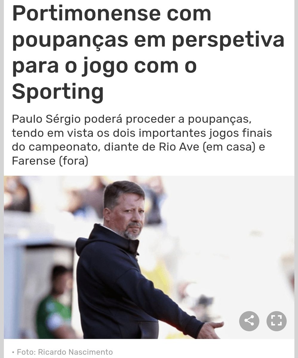 Quantas vezes vimos notícias destas em relação a jogos contra o Benfica? Não estamos.perante um caso de desvirtuação da classificação? Um clube que corre o risco de descer vai poupar jogadores contra um clube que pode ser campeão... No mínimo é suspeito!!