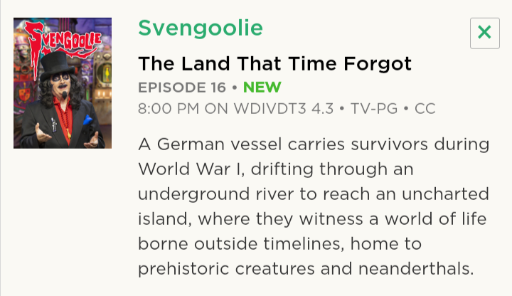 Happy Friday, aka @Svengoolie Eve. Don't forget to tune into @MeTV tomorrow night when #Svengoolie will be featuring 'The Land That Time Forgot.'