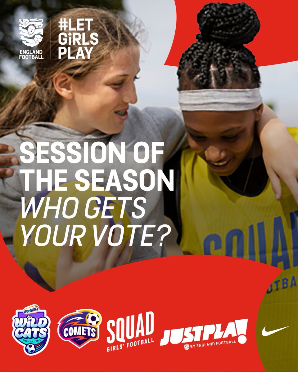 We're still on the lookout for this year's Session of the Season winners 🏆 - Weetabix Wildcats - Comets - Squad Girls' Football - Just Play Nominate your #1 session now 👉 buff.ly/3TQoJIc Nominations close 5pm on Friday 17 May.