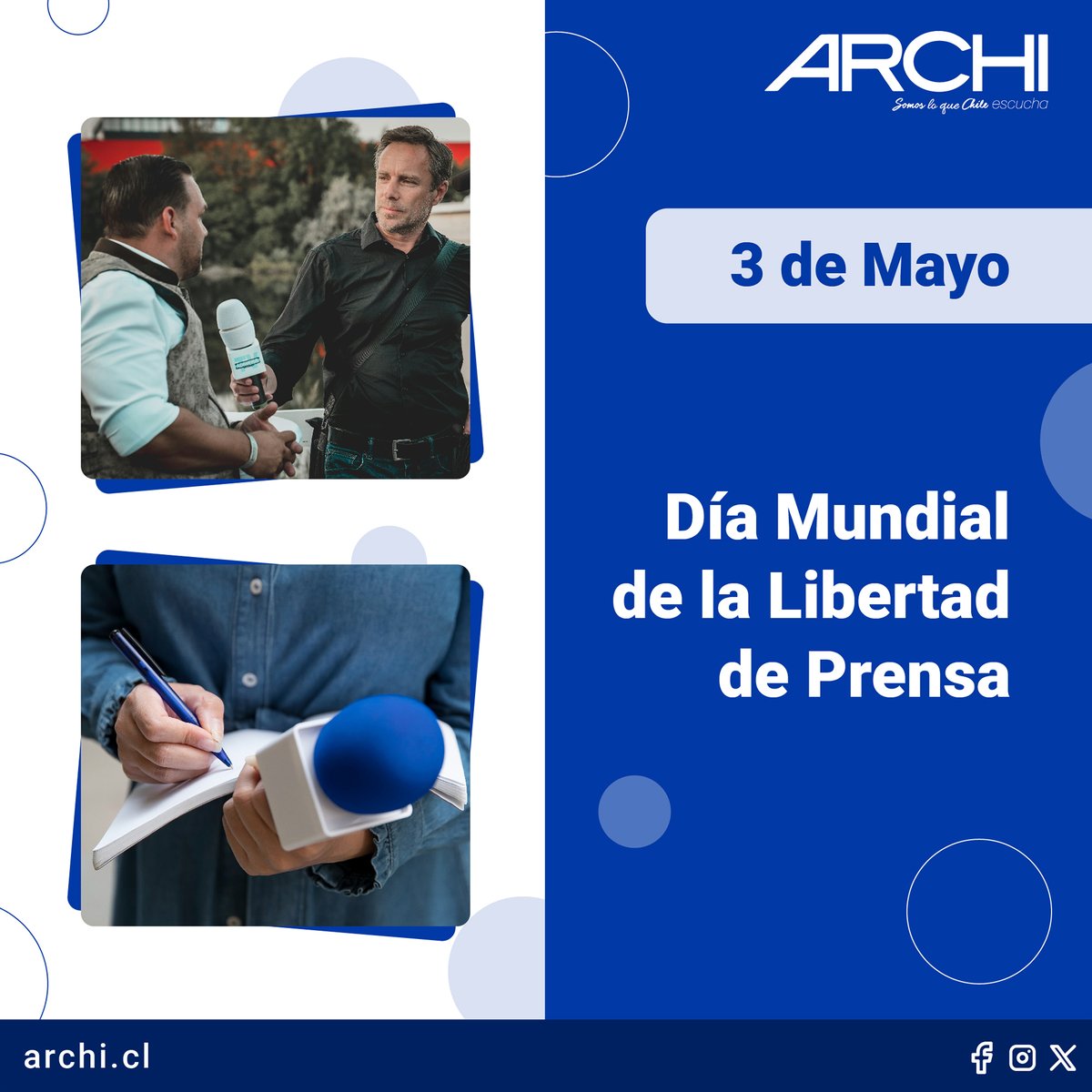 📻En ARCHI, valoramos el papel crucial de la radio en la promoción de una sociedad libre y democrática. En este #DíaMundialDeLaLibertadDePrensa, celebramos el poder de la radio para difundir la verdad y fortalecer nuestra democracia. #Archi #RadiosChilenas #Radiodifusores #Chile