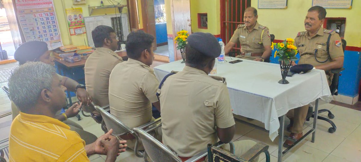 On 03.05.2024 Chengalpattu RP Station IRP conducted a meeting with RPF at Chengalpattu RS. They consulting about Prevention of crimes, Women and Children safety, awareness programs, VIP bandobust, Liaison between GRP & RPF.