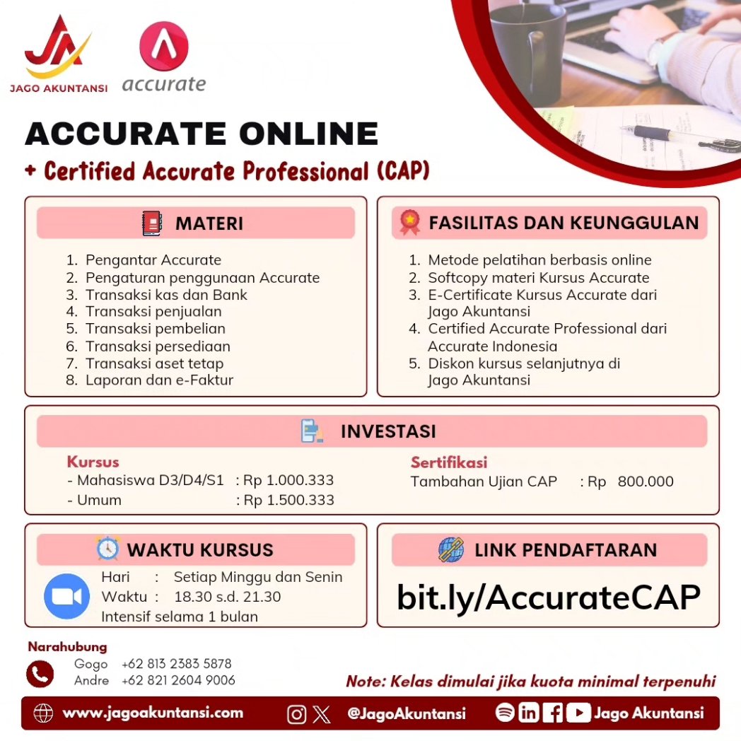 #JagoAkuntansi
#BelajarSampaiJago
#SertifikasiAkuntansi
#Akuntansi
#PelatihanAkuntansi
#AkuntansiEMKM
#TeknisiAkuntansi
#ZahirOnline
#AccurateOnline
#CPAReview