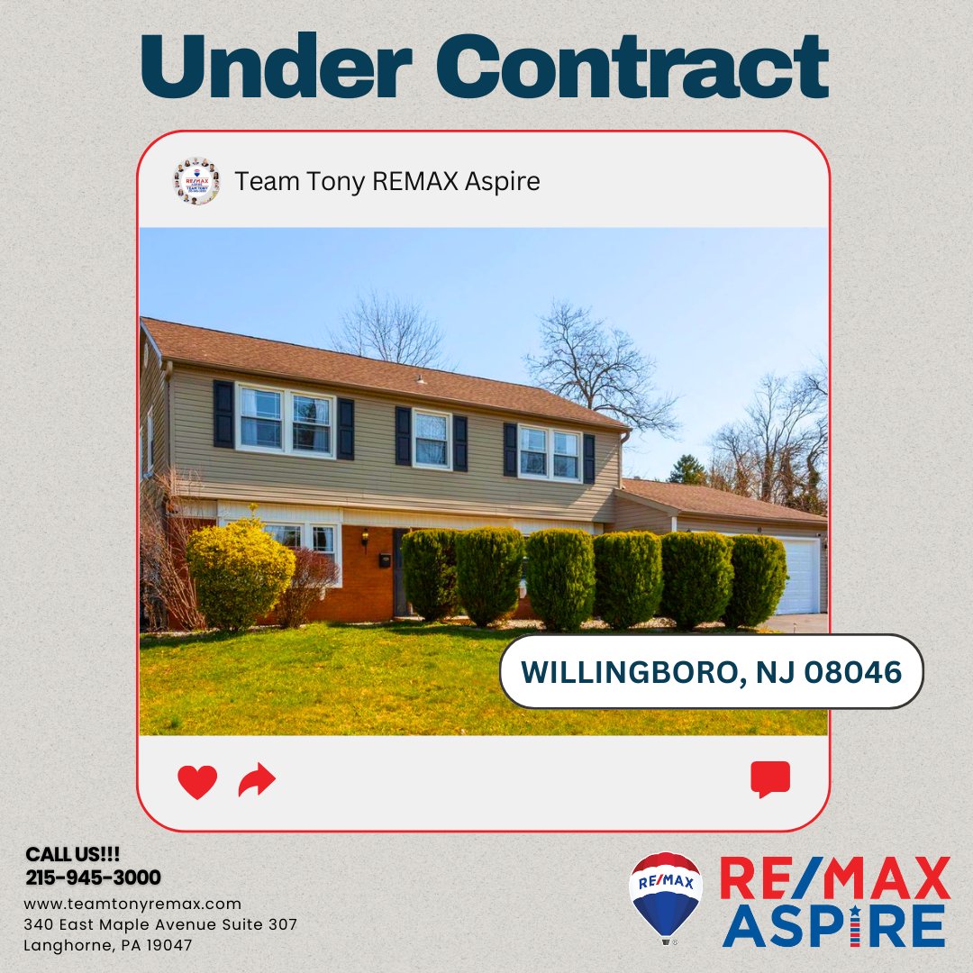 🏡 Under contract with seller in Fairless Hills, PA. Welcome to this charming  home that boasts an abundance of natural light, an open layout, and a spacious backyard perfect for outdoor enjoyment. #FairlessHills #RealEstate #HomeForSale #WillingboroNJ #undercontract