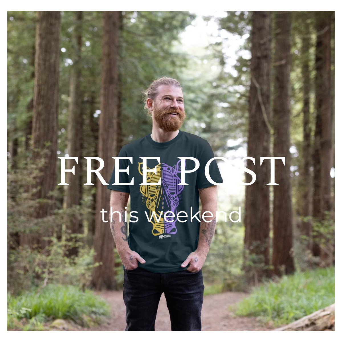 It's an extended Free Post weekend 🎉 To mark the #BankHoliday we've got Free UK Shipping on all orders from our #carbonneutral clothing range until midnight BST on Monday 6th May. helpingrhinosfashion.co.uk