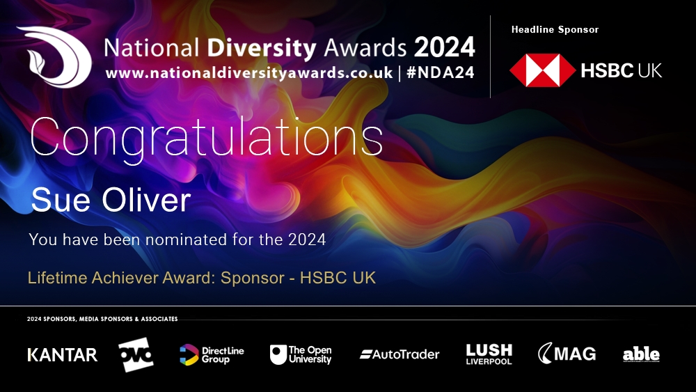 Congratulations to Sue Oliver @rainbowbizcic who has been nominated for the Lifetime Achiever Award. To vote please visit nationaldiversityawards.co.uk/awards-2024/no… #NDA24 #Nominate #VotingNowOpen