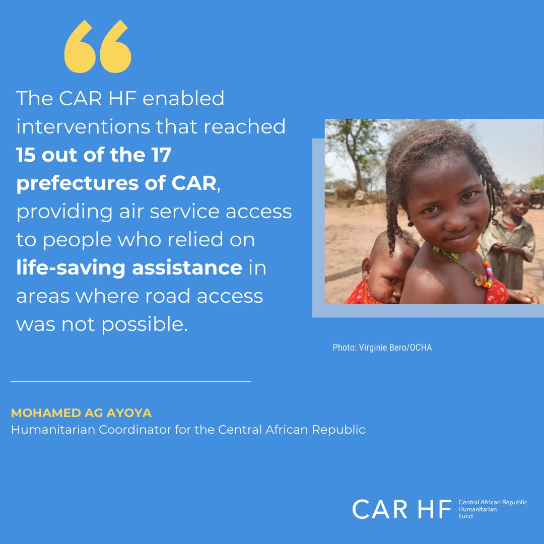 🔊Last year, over half of the Central African population required humanitarian assistance. The #CAR HF played a crucial role in facilitating vital interventions, assisting over 9️⃣2️⃣6️⃣3️⃣2️⃣2️⃣ people & enhancing response efficiency. Our report➡️ bit.ly/3JRK7Ix