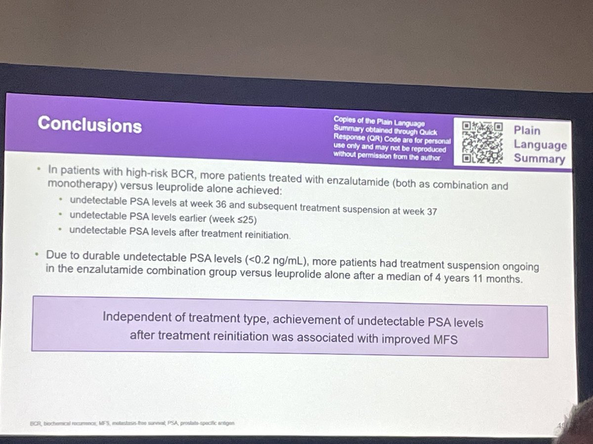 PSA dynamics in the EMBARK study of patients with high-risk biochemical recurrence treated with enzalutamide combo or monotherapy versus leuprolide alone -new data from @SFreedlandMD #aua24