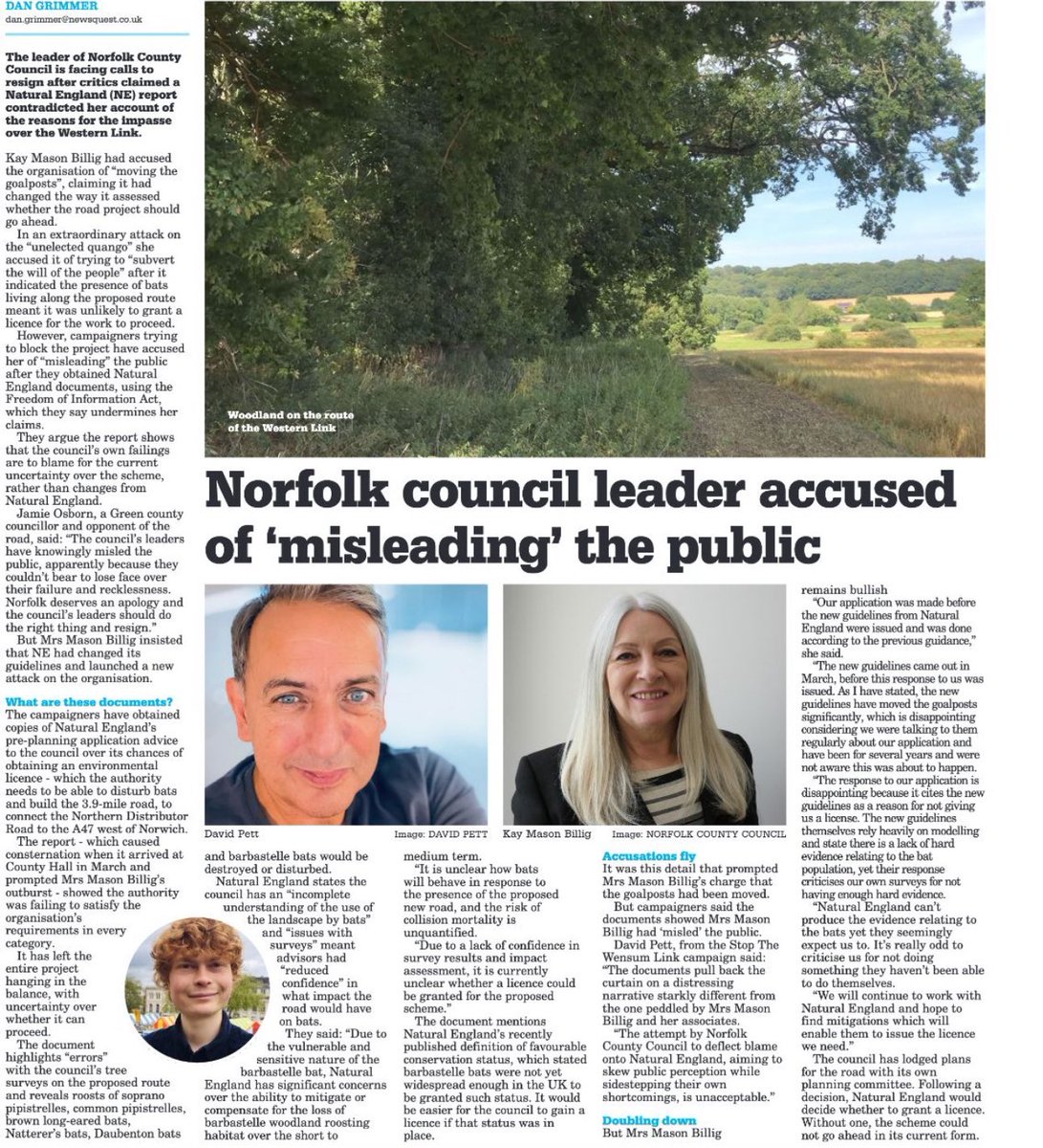 Questions for Cllr Kay Mason Billig @NorfolkCC You say @NaturalEngland moved the goal posts. In what way? Where is the evidence? Will you release this? If not why not? What do you have to say about the disclosure that the Council’s surveying and data collection has been