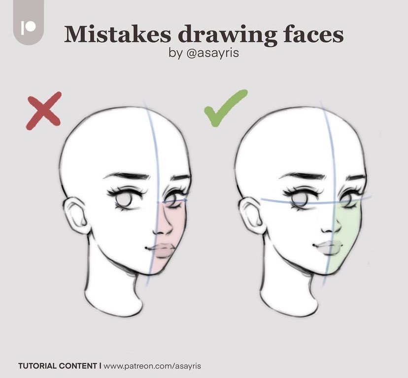 Mistakes drawing faces ✍🏻❌ Don't forget the symmetry axis!