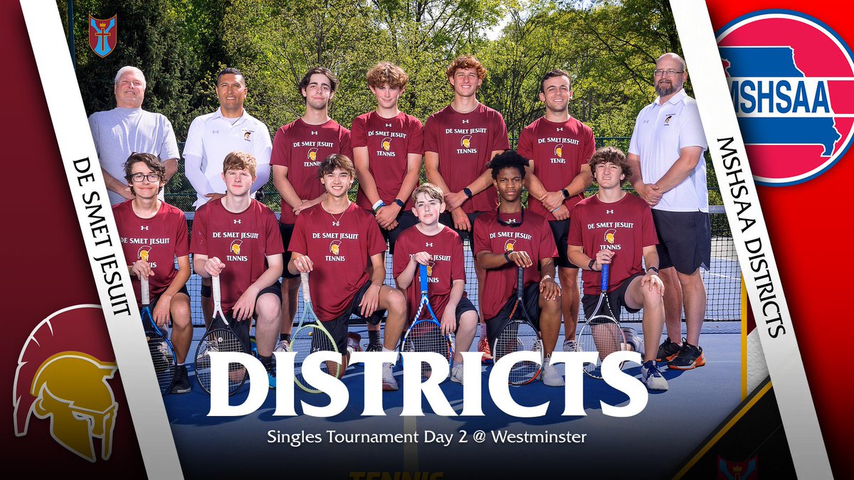 Good luck to our @DeSmetTennis #Spartans as they compete at @MSHSAAOrg #Districts Individual Tourney today with spots in the #State Tourney on the Line #OhBaby #LetsGo #RaiseTheBar @DeSmet_ADBarker @STLhssports