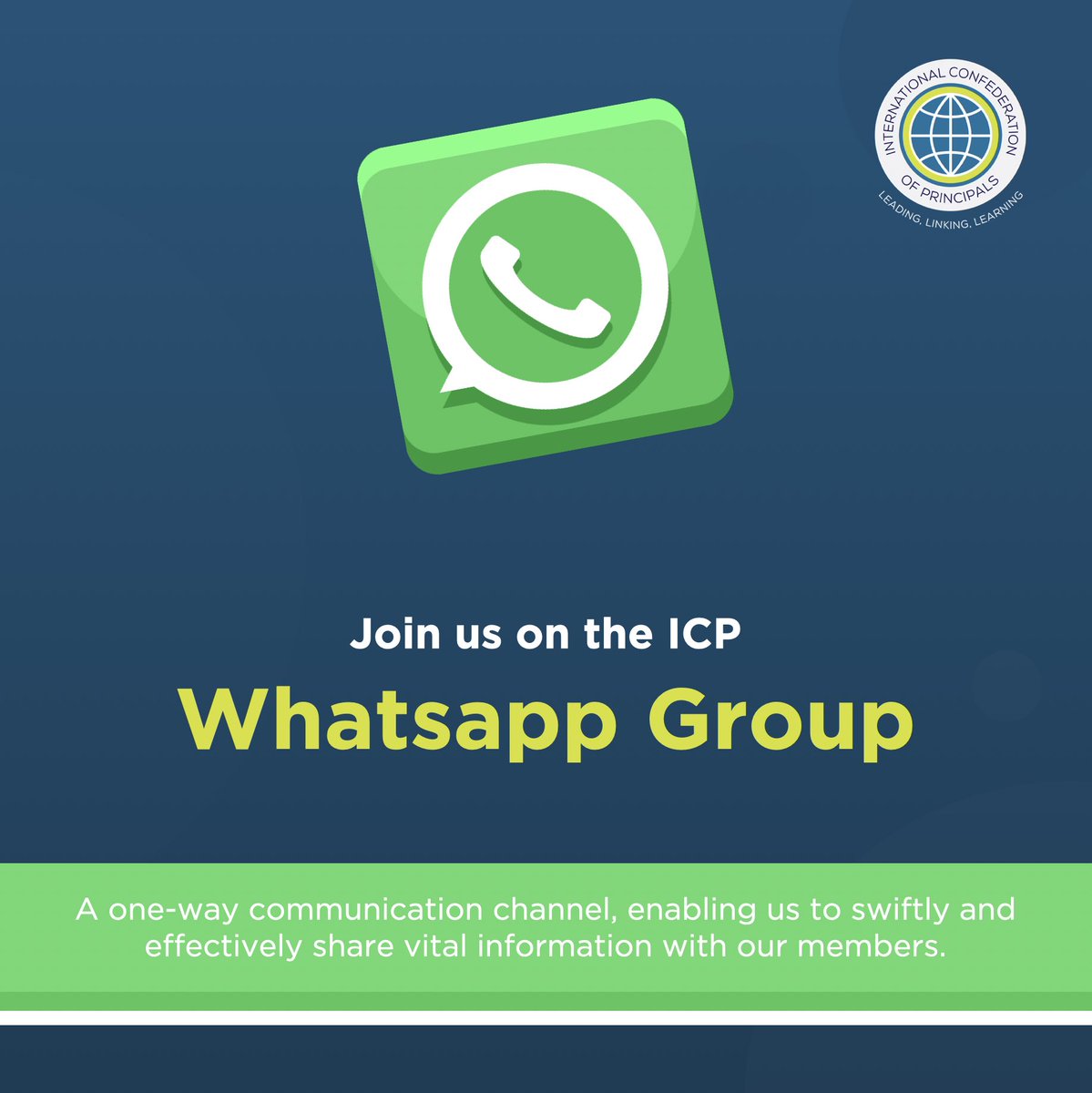 🌍 ICP Members! 🌍

Join the ICP WhatsApp Group for quick updates on global education trends. 

📲 Contact admin@icponline.org to join. 

#ICP #EducationLeaders